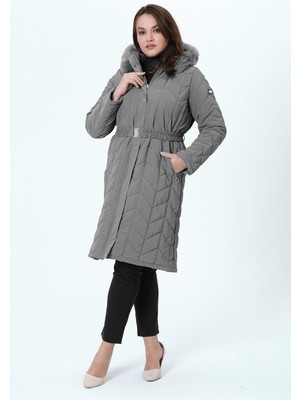 Meralcan Kaddın Büyük Beden Astarlı  Nova Kumaş Kapitone Mont