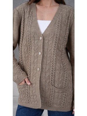 Kadın Anne Büyük Beden Zincir Çiçek Motifli Hırka