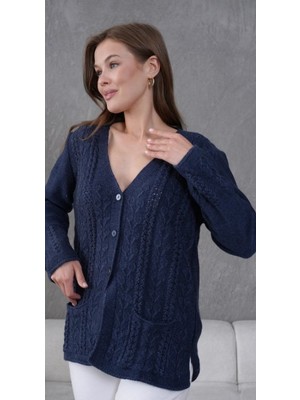 Kadın Anne Büyük Beden Zincir Çiçek Motifli Hırka