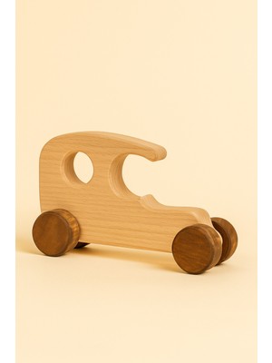 Empressco Doğal Ahşap Tekerlekli Ahşap Çocuk Oyuncağı, El Yapımı, Montessori Tarzı