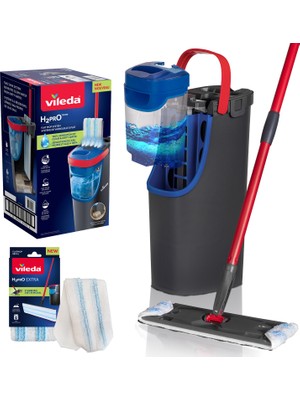  vileda H2PRO %100 Kirli ve Temiz Suyu Ayıran Temizlik Seti ve Yedek Mikrofber Mop 