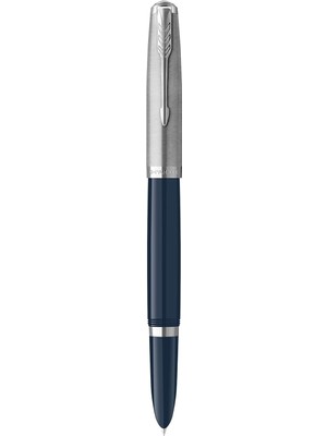 Storemax 51 2123501 Dolma, Krom Renkli Süs Parçalarıyla Gece Mavisi Şaft, Siyah Mürekkep Kartuşlu, Ince Uçlu, Hediye Kutusu