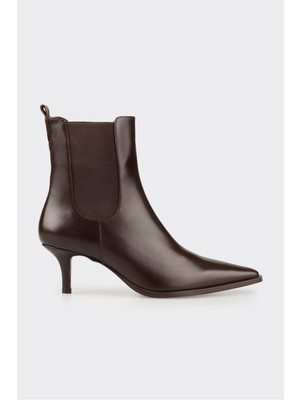Elle Kahve Deri Kadın Klasik Bot