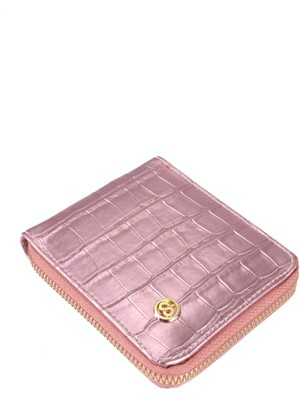 Ollbag 1055 Suni Deri Kadın Cüzdan Kroko Gül Kurusu