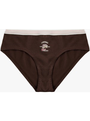 Koton Rahat Kalıp Bel Detaylı Baskılı Pamuklu Brief Külot