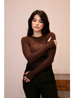 LaSunza Bisiklet Yaka Parmak Geçmeli Kaliteli Buzzy Kumaş Badi