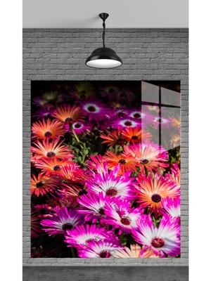 Marsilyan Muhteşem Büyüleyici Çiçekler Temperli Cam Üzerine Tablo Sevgilinize Yılbaşı Hediye