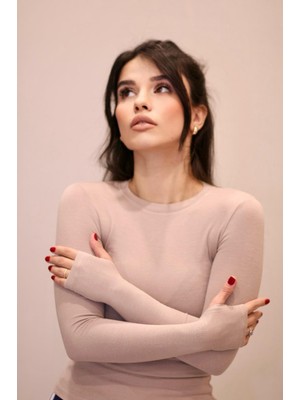 LaSunza Bisiklet Yaka Parmak Geçmeli Kaliteli Buzzy Kumaş Badi