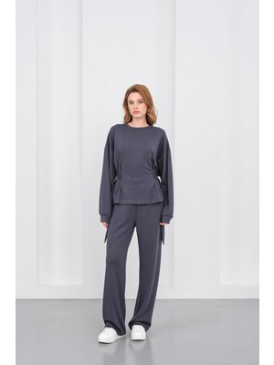 Füme Kadın Premium Modal D Toka Süs Kemerli Alt-Üst Takım