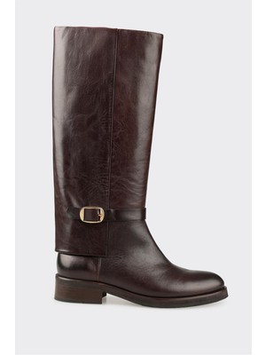 Elle Kahve Deri Kadın Çizme