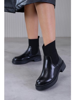 NA1004  Model 3 cm Topuklu Yeni Sezon Bot Post Sıyah