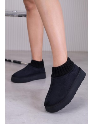 U456  Model 3  cm Tabanlı Yeni Sezon Kısa Bot Sıyah