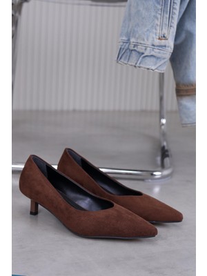 P923 Model 3 cm Topuklu Yei Sezon Topuklu Ayakkabı Stiletto Kah.suet