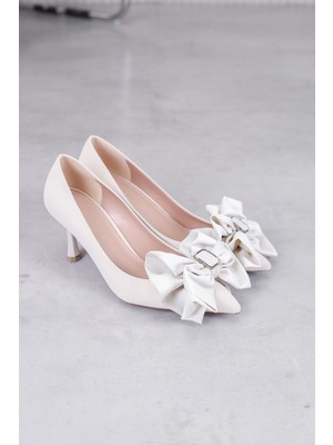 Norisa Model 8 cm Topuklu Yeni Sezon Abiye Ayakkabı Stiletto Ten.nbk