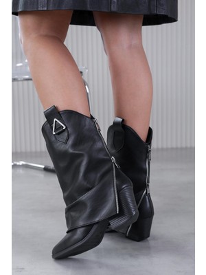 Barnes  Model 5 cm Topuklu Yeni Sezon Kısa Çizme Sıyah