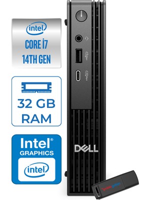 Dell Pc Pro Mıcro QCM1250 Intel® Core™ I7 14700T 32GB Ddr5 1tb SSD Intel® UHD Graphics 770  Freedos Mini Masaüstü Bilgisayar BTO009F13+ZETTAUSBBELLEK