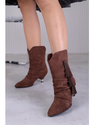 Lewis  Model 5 cm Topuklu Yeni Sezon Kısa Çizme Kah.suet