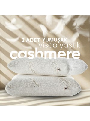 Pillow Market Cashmere Visko Yastık [hava Kanallı] Özel Kaşmir Kumaşlı Kırışıklık Önleyici Ortopedik Yastık 2 Adet