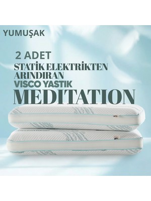Pillow Market Meditation Visko Yastık [hava Kanallı] Negatif Elektrik Azaltan Anti-Statik Ortopedik Yastık 2 Adet