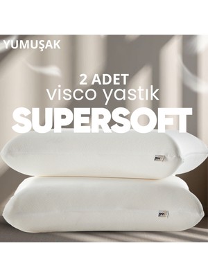Pillow Market Yeni Nesil Visko Uyku Yastığı [hava Kanallı] Hava Alabilir Süper Soft Tombul Ortopedik Yastık 2 Adet