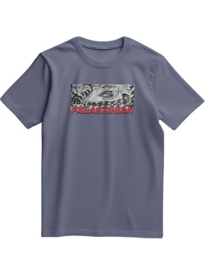 Zaytoon Unisex Kısa Kollu Falastinian ve Zincirli Gözler Baskılı Tişört S - 2xl T300029