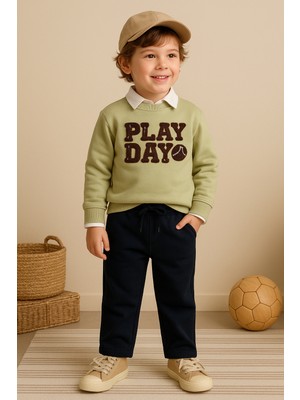 tinytrends Erkek Bebek&çocuk Play Day %100 Pamuk Gömlek Sweatshirt Pantolon 3'lü Takım Elbise Bayram