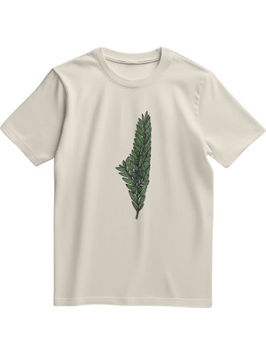 Zaytoon Kısa Kollu Zeytin Dalı Ile Filistin Haritası Dijital Baskılı Unisex Filistin Tişört S - 2xl T300026