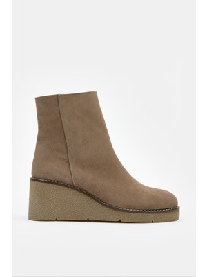 Nilufarr Maranda Vizon Süet Hakiki Deri Dolgu Topuk Bot