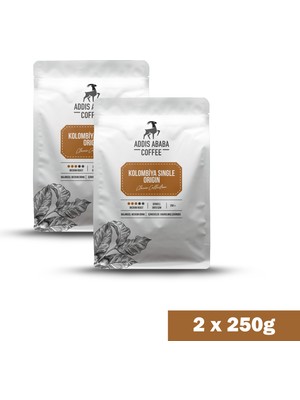Addis Ababa Coffee Kolombiya Single Origin Çekirdek Kahve (2x250) Gr.
