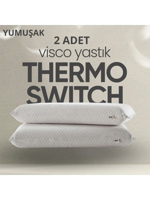 Pillow Market Termoswitch Xxl Visko Yastık [hava Kanallı] Termal Isı Dengeleyici Düz Ortopedik Uyku Yastığı 2 Adet