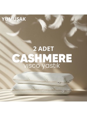 Pillow Market Büyük Boy Cashmere Visko Yastık [hava Kanallı] Özel Kaşmir Kumaşlı Konforlu Ortopedik Yastık 2 Adet