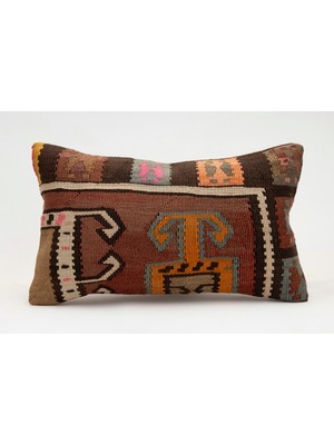 Kilim Wholesale El Yapımı Kilimden Yapılmış Vintage Kırlent Kılıfı, Yün, 30X50 cm