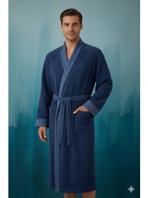 Özdilek Larco Lacviert Erkek Bornoz Seti 1 Bornoz 1 Baş Havlusu Xl Beden