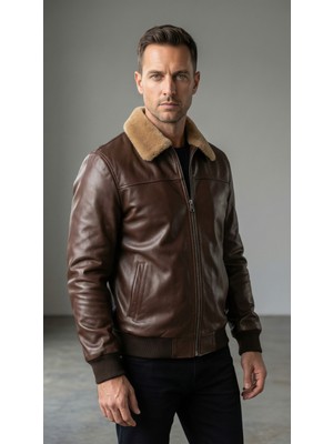 Velzana Erkek Hakiki Deri Içi Kürklü Mont – Kürklü Yaka, Fermuarlı