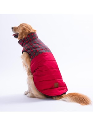 Pawstar Kırmızı Elgin Paws Ekose Desen Yelek Büyük Irk Köpek Yeleği Köpek Kıyafeti Köpek Yağmurluk
