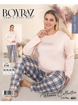 Çamaşır Kenti Boyraz 0165 Kadın Sandy Battal Uzun Kol Pijama Takımı