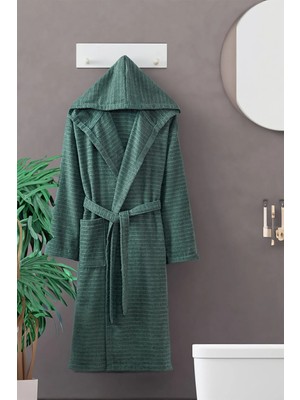 Hrnzafer Tekstil Pamuklu Doğa Kapüşonlu Bornoz
