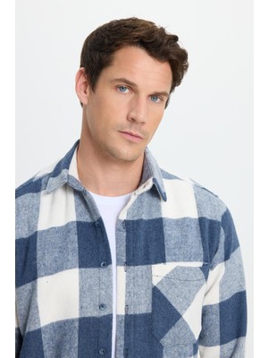 Tudors Erkek Regular Fit Klasik Kesim Kareli Cepli Oduncu Gömlek