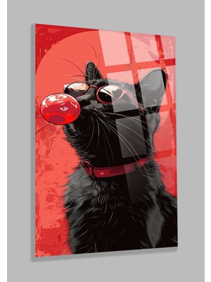 Kırılmaz 4mm Yüksek Çözünürlüklü Cam Tablo Harika Kedi Tasarımlı Cam Tablo