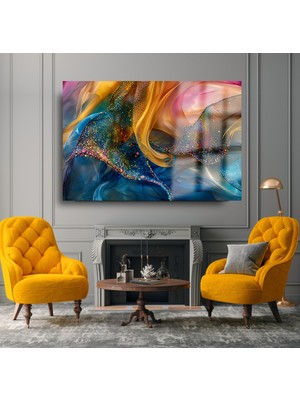 Rengarenk Işıklar Görünüm Salon Için Yatay Tablo Cam Tablo Kırılmaz Lüks Cam Tablo Ev Hediyesi