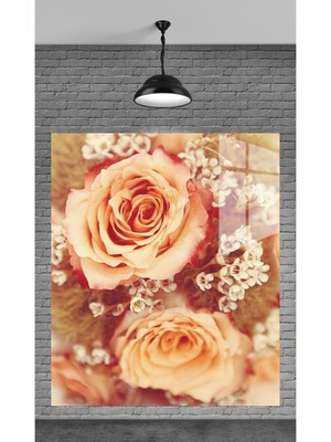 Eski Güller Temperli Cam Üzerine Tablo Sevgilinize Yılbaşı