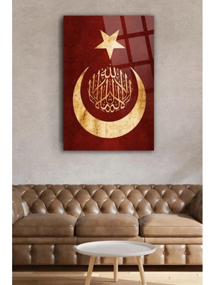 Osmanlı Sancağı Bayrağı Kırılmaz Lüks Cam Tablo Ev, Iş Yeri, Ofis Hediyesi