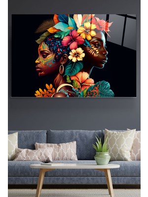 Afrikalı Kadınlar Cam Tablo, Dekoratif Cam Tablo