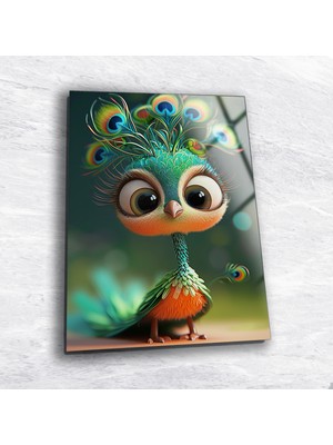 Tatlı Tavuz Kuşu Cam Tablo, Renkli Cam Duvar Dekoru, Çocuk Odası Tablo, Asulmaya Hazır, Modern Tablo