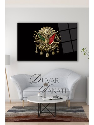 Osmanlı Arması Cam Tablo, Tuğra Modern Ev Salon Ofis Dekorasyonu Hediyelik Büyük Duvar Dekoru