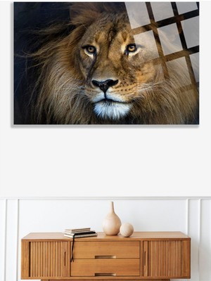 Aslan Kral Lüks Kırılmaz Cam Tablo, Ev ve Ofis Hediyesi Yüksek Çözünürlüklü 4mm Lüks Tablo
