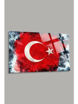 Türk Bayrağı 2 Ev Ofis Okul Için 4mm Kırılmaz Temperli Yüksek Çözünürlüklü Cam Tablo