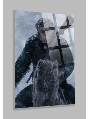 Maymunlar Cehennemi Kırılmaz Cam Tablo, Ev ve Ofis Hediyesi Yüksek Çözünürlüklü 4mm Cam Tablo