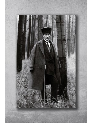 Mustafa Kemal Atatürk Cam Tablo, Siyah Beyaz, Ev, Ofis ve Okul Duvar Dekoru, Hediyelik, Büyük Tablo