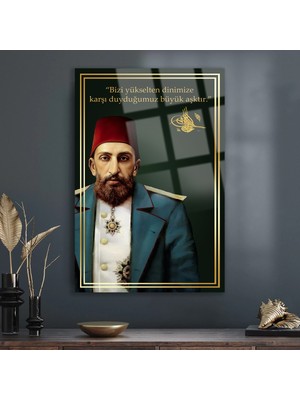 Sultan Abdulhamid Iı. Abdülhamid Osmanlı Padişah Lüks Kırılmaz Cam Tablo Ev Ofis Iş Yeri Hediryesi
